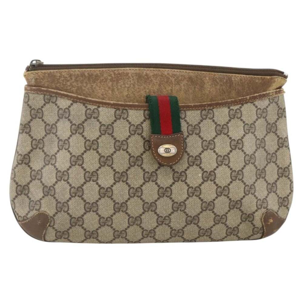Gucci GG Supreme Web Shoulder Bag Beige